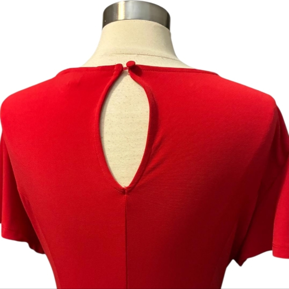 Lane Bryant | Red Stretch Flutter Sleeve Surplice Jumpsuit Size 18/20 - Picture 7 of 8